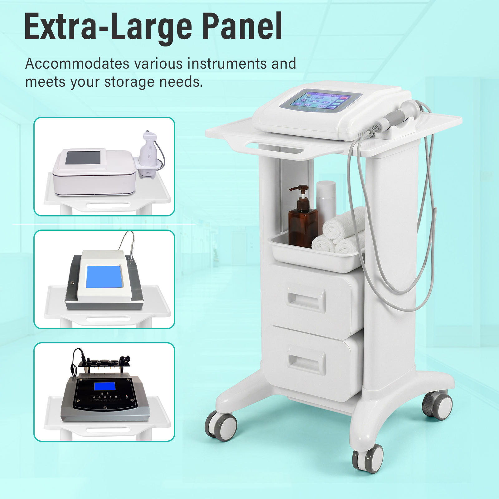 Medical Lab Ultrasound - Rolling Utility Cart with Wheels &