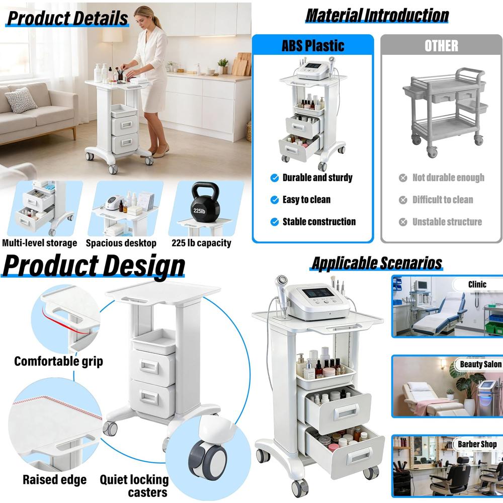 Medical Lab Ultrasound - Hospital Grade Ultrasound Cart with 4