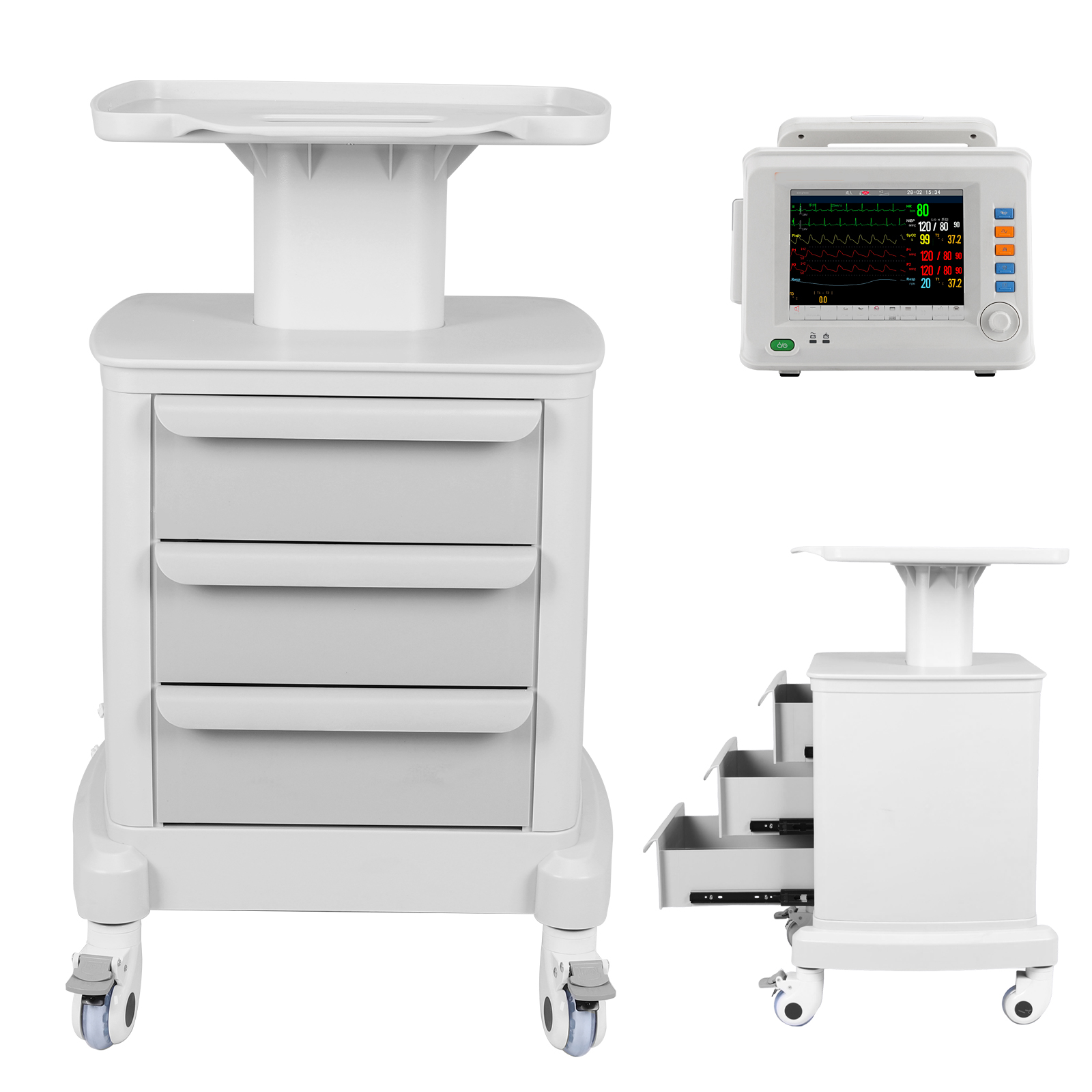 Mobile Medical Cart with 3 Dra - Medical Lab Ultrasound 评论和价格